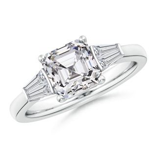 7mm HSI2 Asscher-Cut and Twin Tapered Baguette Diamond Side Stone Engagement Ring in P950 Platinum