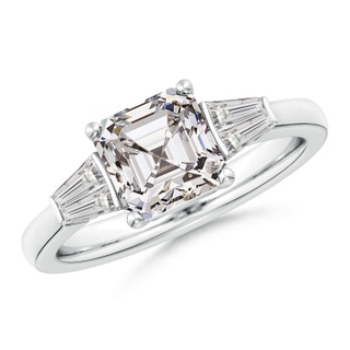 7mm IJI1I2 Asscher-Cut and Twin Tapered Baguette Diamond Side Stone Engagement Ring in P950 Platinum