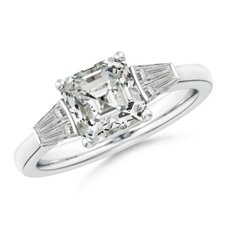 7mm KI3 Asscher-Cut and Twin Tapered Baguette Diamond Side Stone Engagement Ring in P950 Platinum