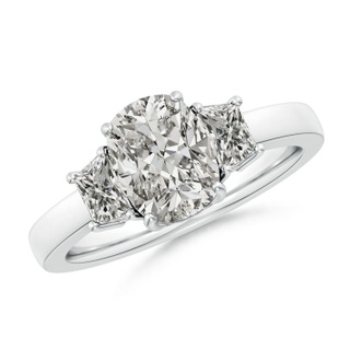 8.5x6.5mm KI3 Cushion Rectangular and Trapezoid Diamond Three Stone Engagement Ring in P950 Platinum