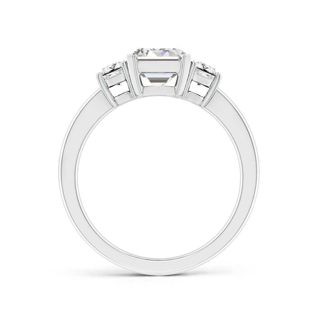 8.5x6.5mm IJI1I2 Emerald-Cut and Trapezoid Diamond Three Stone Engagement Ring in White Gold Side 199