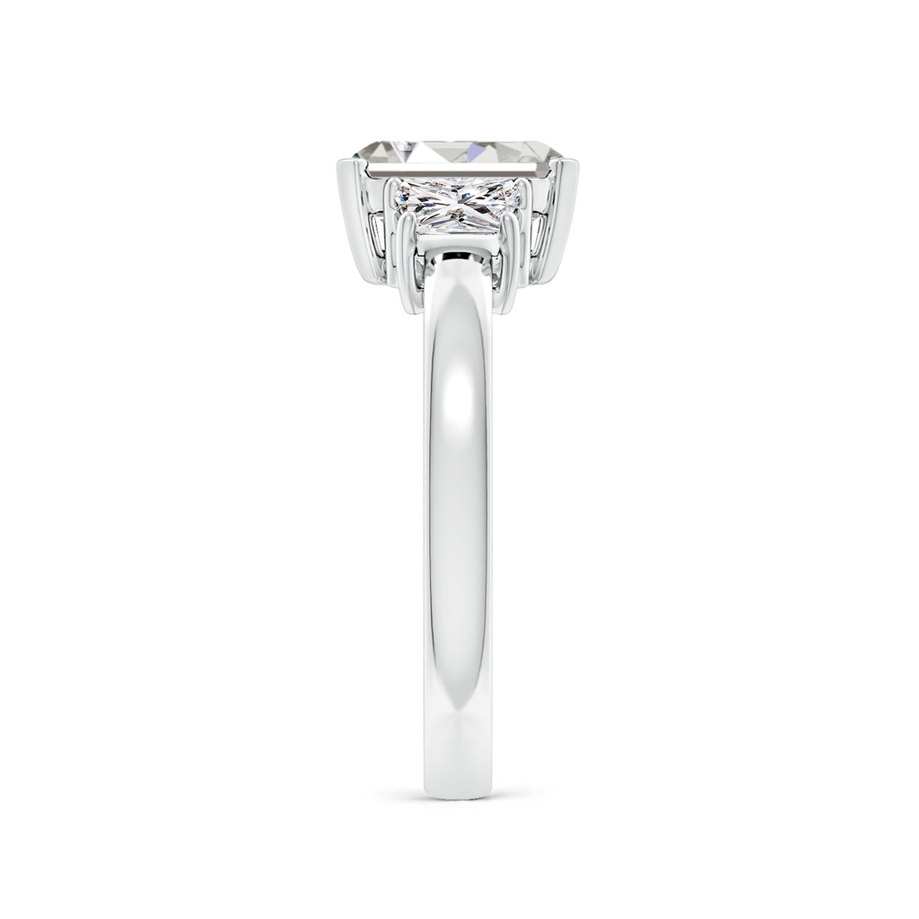 8.5x6.5mm IJI1I2 Emerald-Cut and Trapezoid Diamond Three Stone Engagement Ring in White Gold Side 299