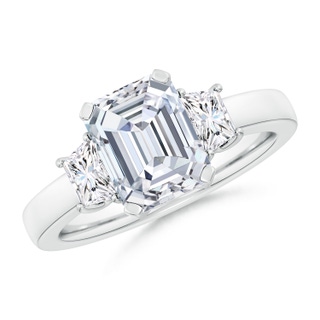 9x7mm GVS2 Emerald-Cut and Trapezoid Diamond Three Stone Engagement Ring in P950 Platinum