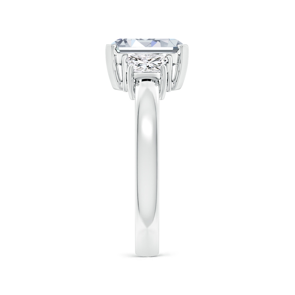 9x7mm HSI2 Emerald-Cut and Trapezoid Diamond Three Stone Engagement Ring in White Gold Side 299