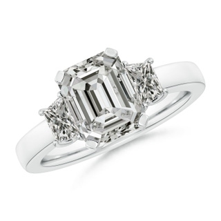 9x7mm KI3 Emerald-Cut and Trapezoid Diamond Three Stone Engagement Ring in P950 Platinum