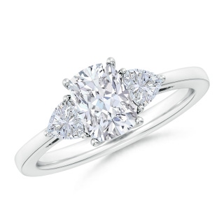 7.5x5.5mm GVS2 Cushion Rectangular and Trillion Diamond Three Stone Engagement Ring in P950 Platinum