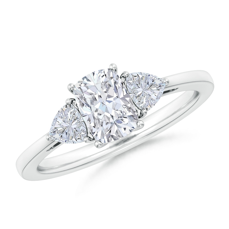 7x5mm GVS2 Cushion Rectangular and Trillion Diamond Three Stone Engagement Ring in P950 Platinum 