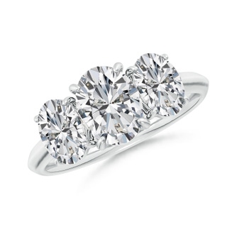 8.5x6.5mm HSI2 Oval Diamond Three Stone Knife-Edge Shank Engagement Ring in P950 Platinum