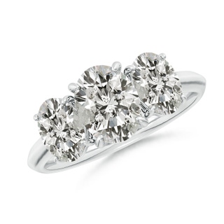 8.5x6.5mm KI3 Oval Diamond Three Stone Knife-Edge Shank Engagement Ring in P950 Platinum