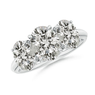 9x7mm KI3 Oval Diamond Three Stone Knife-Edge Shank Engagement Ring in P950 Platinum