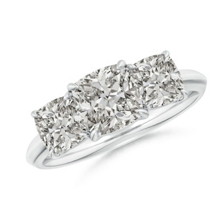 6.5mm KI3 Cushion Diamond Three Stone Knife-Edge Shank Engagement Ring in P950 Platinum