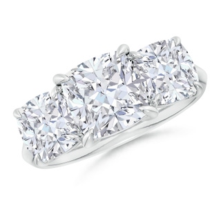 8mm GVS2 Cushion Diamond Three Stone Knife-Edge Shank Engagement Ring in P950 Platinum