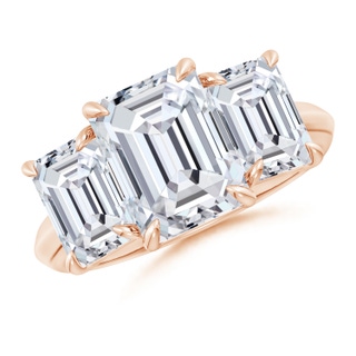 10x7.5mm HSI2 Emerald-Cut Diamond Three Stone Knife-Edge Shank Engagement Ring in Rose Gold