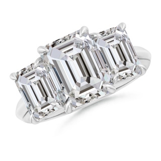 10x7.5mm IJI1I2 Emerald-Cut Diamond Three Stone Knife-Edge Shank Engagement Ring in P950 Platinum