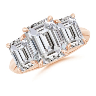 10x7.5mm IJI1I2 Emerald-Cut Diamond Three Stone Knife-Edge Shank Engagement Ring in Rose Gold