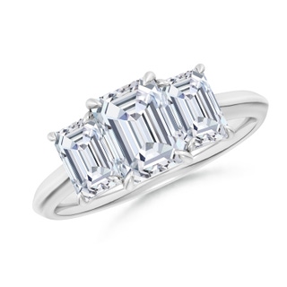 7.5x5.5mm GVS2 Emerald-Cut Diamond Three Stone Knife-Edge Shank Engagement Ring in P950 Platinum