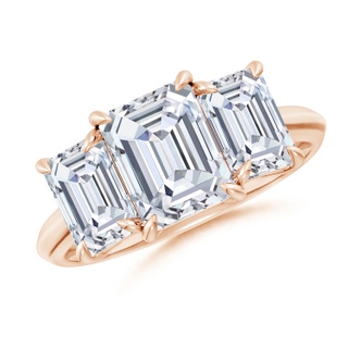 8.5x6.5mm GVS2 Emerald-Cut Diamond Three Stone Knife-Edge Shank Engagement Ring in Rose Gold