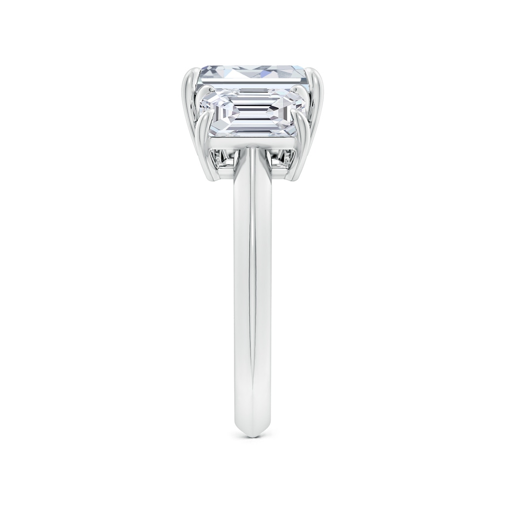 8.5x6.5mm HSI2 Emerald-Cut Diamond Three Stone Knife-Edge Shank Engagement Ring in White Gold Side 299