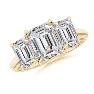 8.5x6.5mm IJI1I2 Emerald-Cut Diamond Three Stone Knife-Edge Shank Engagement Ring in Yellow Gold