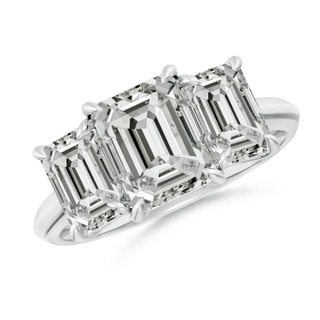 8.5x6.5mm KI3 Emerald-Cut Diamond Three Stone Knife-Edge Shank Engagement Ring in P950 Platinum
