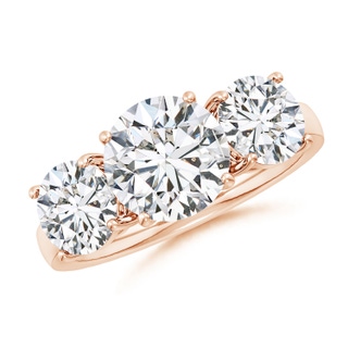 8.9mm HSI2 Round Diamond Three Stone Classic Engagement Ring in 18K Rose Gold