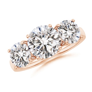 8.9mm IJI1I2 Round Diamond Three Stone Classic Engagement Ring in 18K Rose Gold