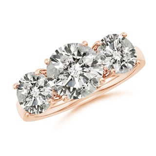 8.9mm KI3 Round Diamond Three Stone Classic Engagement Ring in 18K Rose Gold