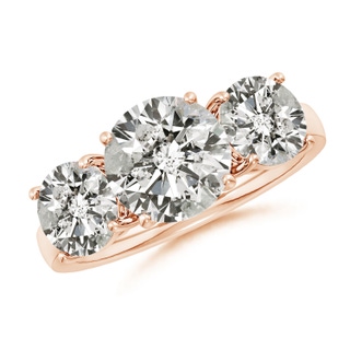 8.9mm KI3 Round Diamond Three Stone Classic Engagement Ring in Rose Gold