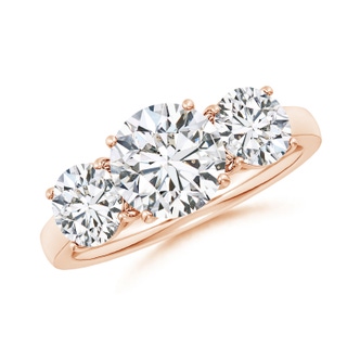 8mm HSI2 Round Diamond Three Stone Classic Engagement Ring in 18K Rose Gold
