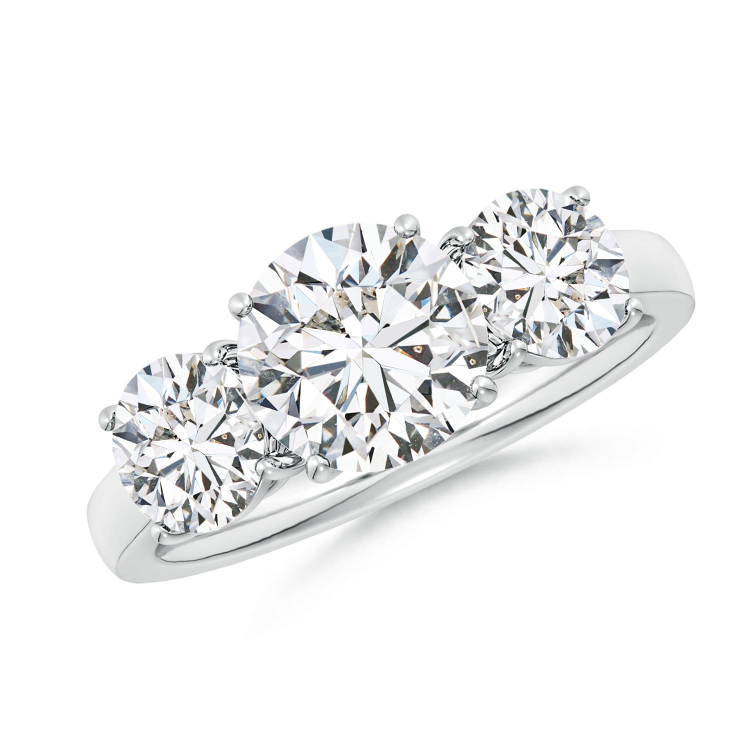 8mm HSI2 Round Diamond Three Stone Classic Engagement Ring in White Gold