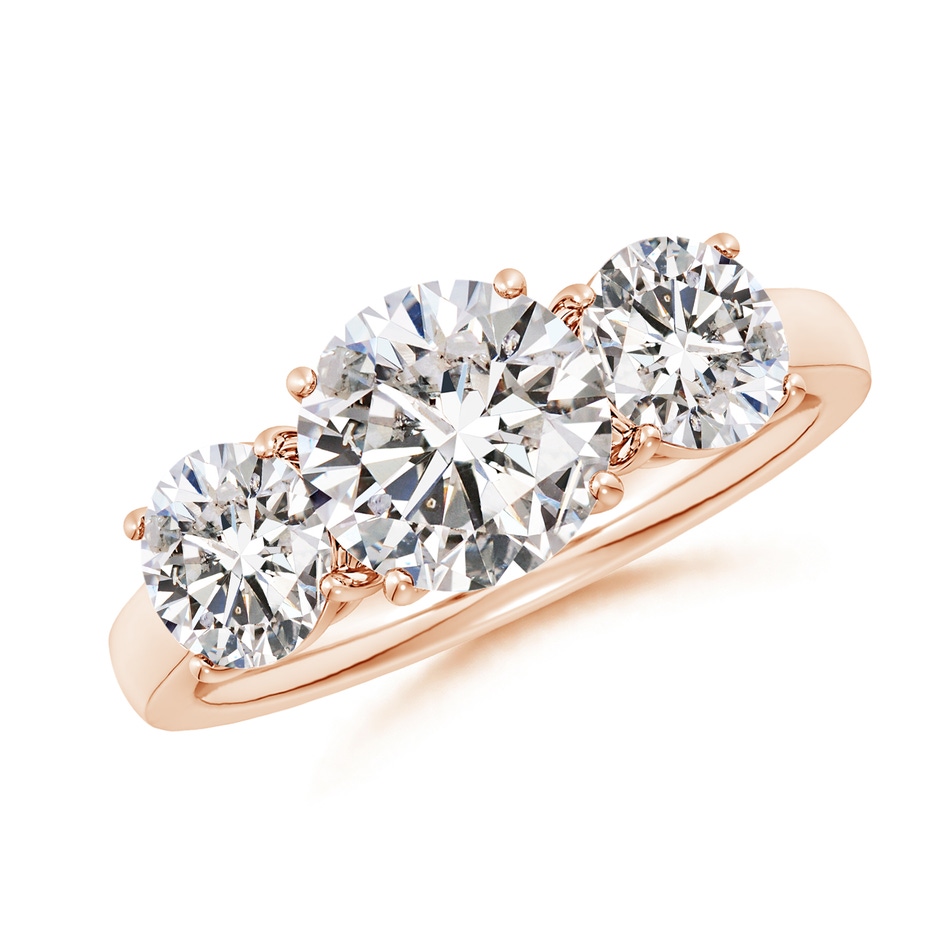8mm IJI1I2 Round Diamond Three Stone Classic Engagement Ring in Rose Gold 