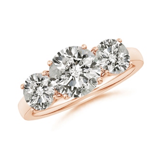8mm KI3 Round Diamond Three Stone Classic Engagement Ring in 18K Rose Gold
