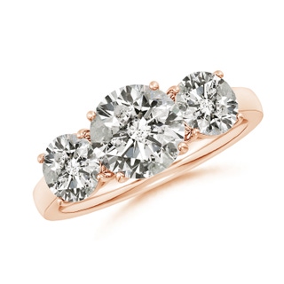 8mm KI3 Round Diamond Three Stone Classic Engagement Ring in Rose Gold