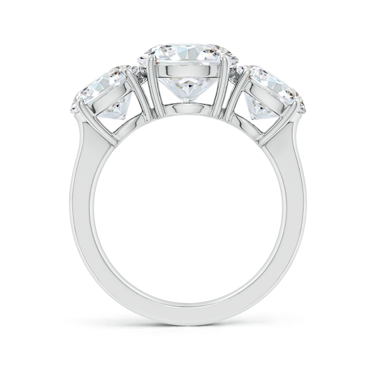 9.2mm GVS2 Round Diamond Three Stone Classic Engagement Ring in P950 Platinum