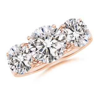 9.2mm IJI1I2 Round Diamond Three Stone Classic Engagement Ring in 18K Rose Gold