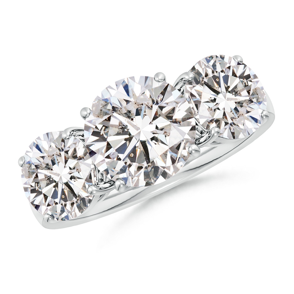 9.2mm IJI1I2 Round Diamond Three Stone Classic Engagement Ring in White Gold 