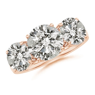 9.2mm KI3 Round Diamond Three Stone Classic Engagement Ring in Rose Gold