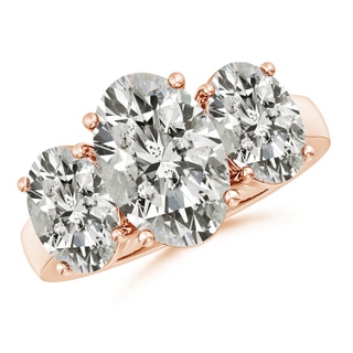 12x8mm KI3 Oval Diamond Three Stone Classic Engagement Ring in 9K Rose Gold