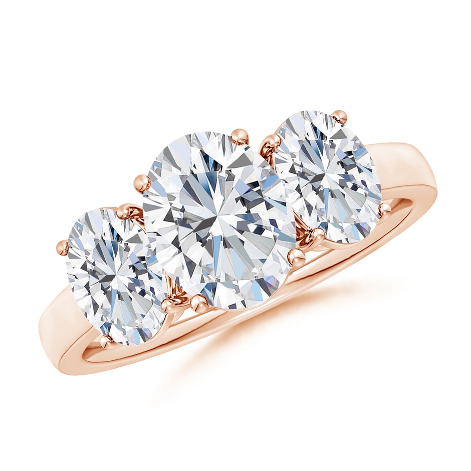 9x7mm GVS2 Oval Diamond Three Stone Classic Engagement Ring in 9K Rose Gold 