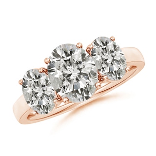9x7mm KI3 Oval Diamond Three Stone Classic Engagement Ring in 10K Rose Gold