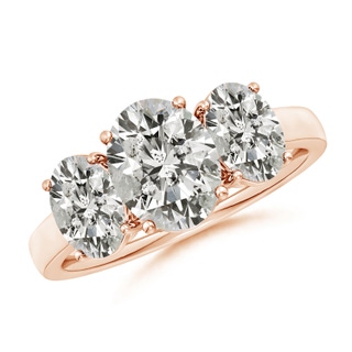 9x7mm KI3 Oval Diamond Three Stone Classic Engagement Ring in Rose Gold