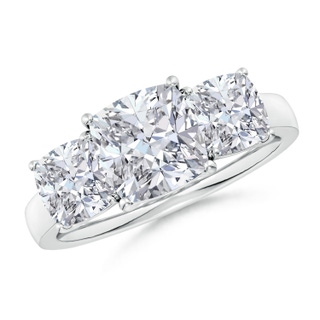 7.5mm HSI2 Cushion Diamond Three Stone Classic Engagement Ring in P950 Platinum