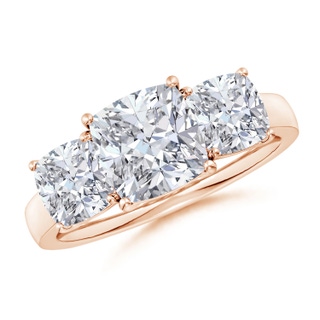 7.5mm HSI2 Cushion Diamond Three Stone Classic Engagement Ring in Rose Gold