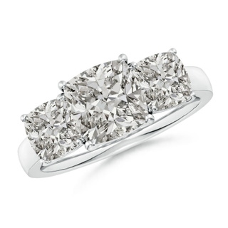 7.5mm KI3 Cushion Diamond Three Stone Classic Engagement Ring in P950 Platinum
