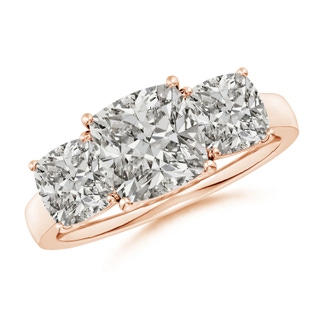 7.5mm KI3 Cushion Diamond Three Stone Classic Engagement Ring in Rose Gold