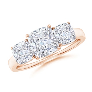 7mm GVS2 Cushion Diamond Three Stone Classic Engagement Ring in 9K Rose Gold