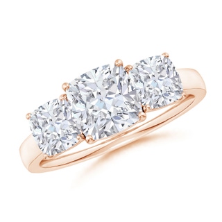 7mm GVS2 Cushion Diamond Three Stone Classic Engagement Ring in Rose Gold