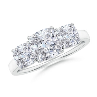 7mm HSI2 Cushion Diamond Three Stone Classic Engagement Ring in P950 Platinum