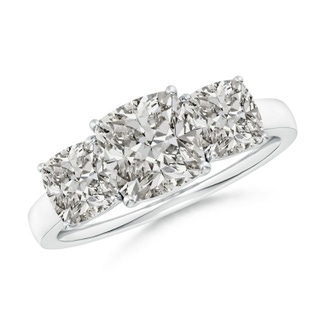 7mm KI3 Cushion Diamond Three Stone Classic Engagement Ring in P950 Platinum