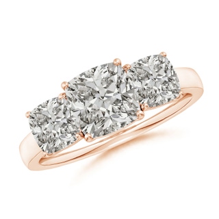 7mm KI3 Cushion Diamond Three Stone Classic Engagement Ring in Rose Gold